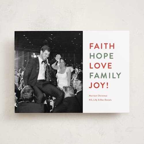 This is a tomato basil photo christmas cards with standard by Carolyn MacLaren called classic fun printing on recycled smooth signature in standard