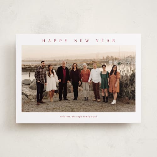 This is a berry photo christmas cards with standard by Stacey Meacham called simple joy printing on recycled smooth signature in standard