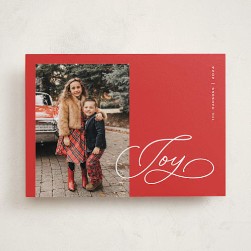 This is a peppermint photo christmas cards with standard by Michelle Taylor called pure joy printing on recycled smooth signature in standard