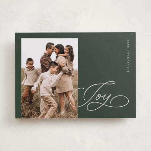 This is a pine photo christmas cards with standard by Michelle Taylor called pure joy printing on recycled smooth signature in standard