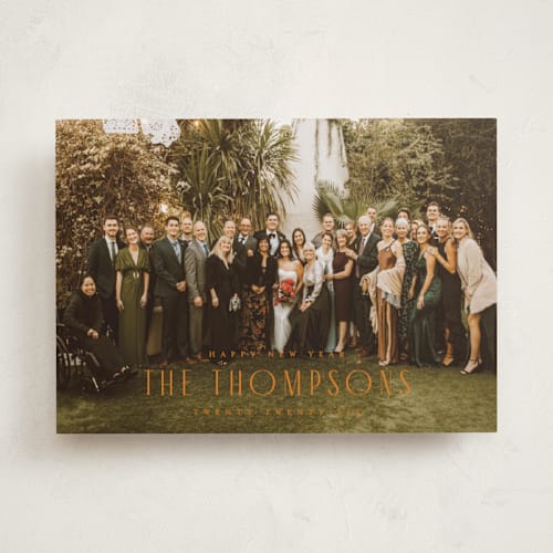 This is a tangerine photo christmas cards with standard by Juneau Designs called merry magic moments printing on recycled smooth signature in standard