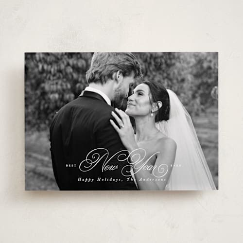 This is a snow photo christmas cards with standard by Leah Bisch called most wonderful time printing on recycled smooth signature in standard