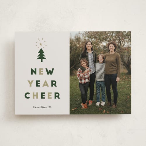 This is a evergreen photo christmas cards with standard by Ani Somi called oh christmas tree printing on recycled smooth signature in standard