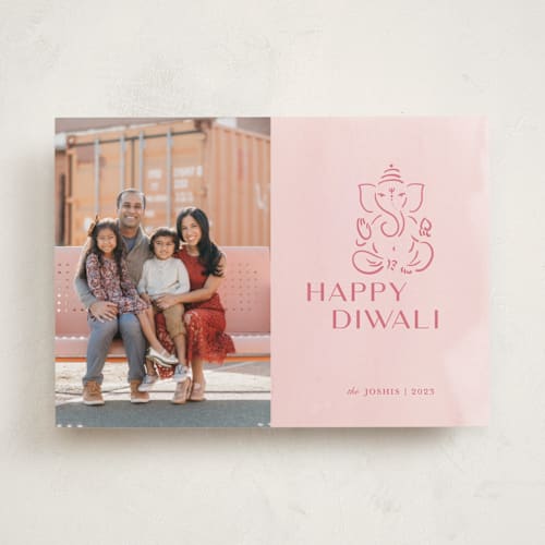 This is a rose diwali cards with standard by Teju Reval called diwali ganesha printing on recycled smooth signature in standard