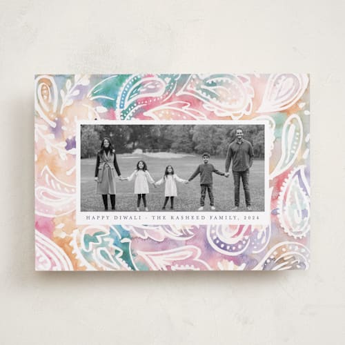 This is a assam diwali cards with standard by Claudia Orengo called colors of diwali printing on recycled smooth signature in standard