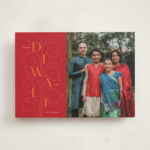 This is a ruby diwali cards with standard by letterfix called sparkler printing on recycled smooth signature in standard