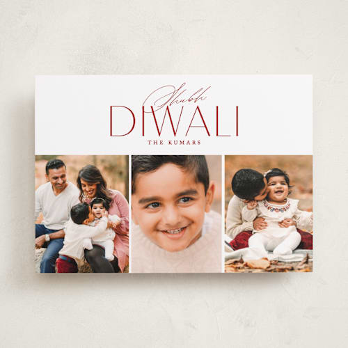 This is a fiery diwali cards with standard by Erin L. Wilson called three of a kind printing on recycled smooth signature in standard