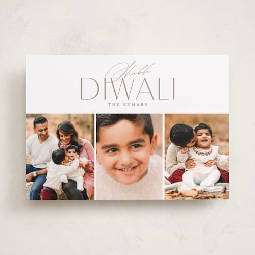 This is a whisper diwali cards with standard by Erin L. Wilson called three of a kind printing on recycled smooth signature in standard