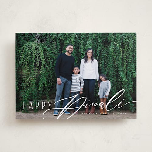 This is a snow diwali cards with standard by Anastasia Makarova called happiest diwali printing on recycled smooth signature in standard