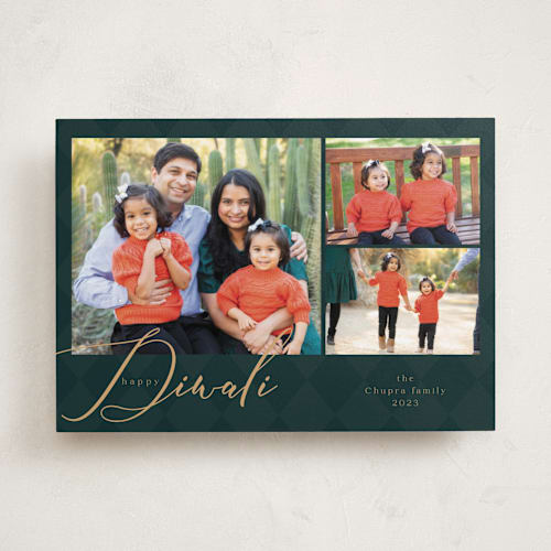 This is a forest diwali cards with standard by Deynaaz Daraei called hara printing on recycled smooth signature in standard