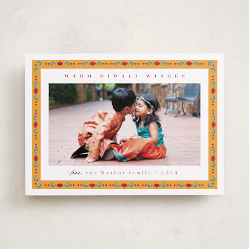 This is a sun diwali cards with standard by Kanika Mathur called festive diwali border printing on recycled smooth signature in standard