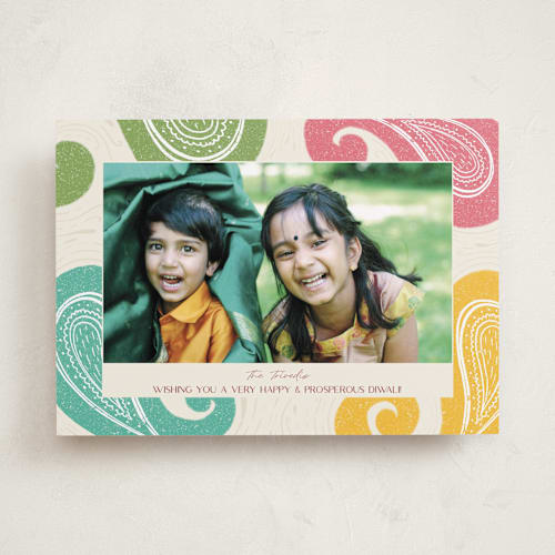 This is a umber diwali cards with standard by Nikita Jariwala called rangavalli printing on recycled smooth signature in standard