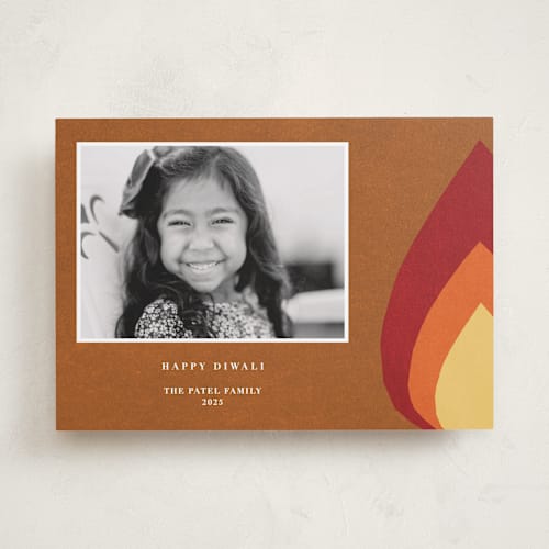 This is a fire diwali cards with standard by Sumak Studio called glimmer printing on recycled smooth signature in standard