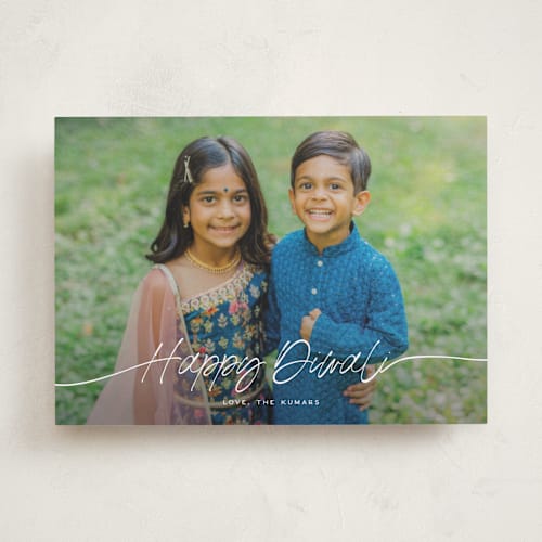 This is a snow diwali cards with standard by Leia Matt called faubourg printing on recycled smooth signature in standard
