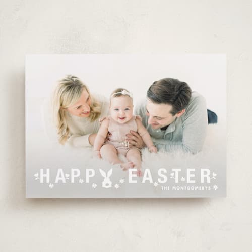 This is a cotton easter photo cards with standard by Kimberly FitzSimons called bunny ears printing on recycled smooth signature in standard