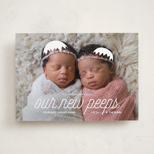 This is a marshmallow easter photo cards with standard by Bethany Anderson called new peeps printing on recycled smooth signature in standard