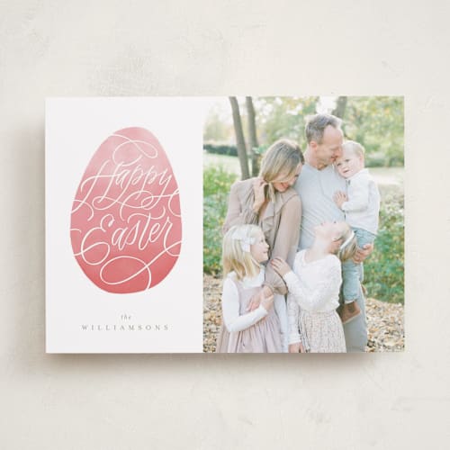 This is a cotton candy easter photo cards with standard by Erin L. Wilson called lettered egg printing on recycled smooth signature in standard