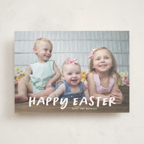 This is a snow easter photo cards with standard by Creo Study called easter happiness printing on recycled smooth signature in standard