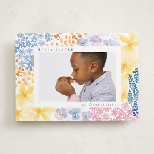 This is a periwinkle easter photo cards with standard by frau brandt called easter meadow printing on recycled smooth signature in standard