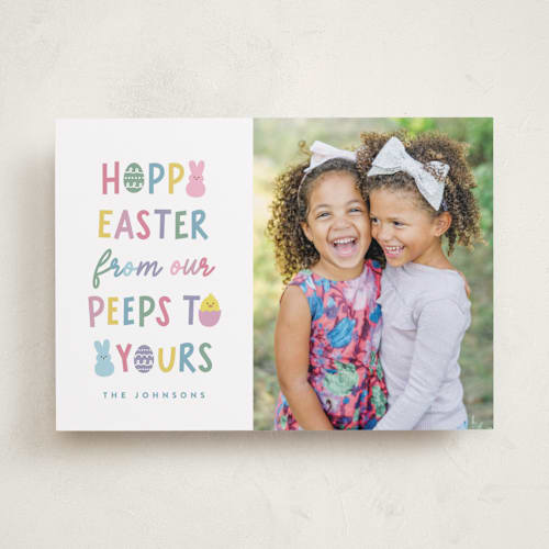 This is a snow easter photo cards with standard by Hooray Creative called easter peeps printing on recycled smooth signature in standard