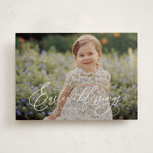 This is a daisy easter photo cards with standard by Meggy Masters called blessings script printing on recycled smooth signature in standard