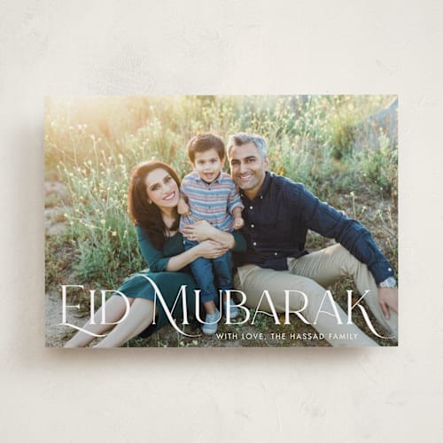 This is a snow eid cards with standard by Nam Bourassa called elegant eid printing on recycled smooth signature in standard