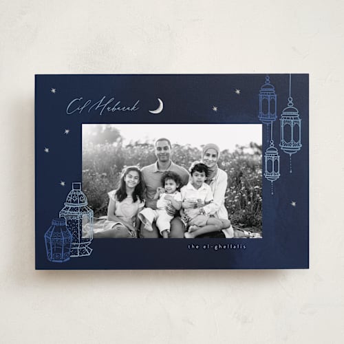 This is a bluebell eid cards with standard by Tamara Hilje called farolas printing on recycled smooth signature in standard