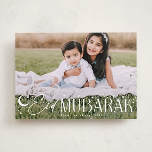 This is a lily eid cards with standard by Creo Study called starry printing on recycled smooth signature in standard