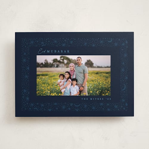 This is a night blue eid cards with standard by Pati Cascino called under the stars printing on recycled smooth signature in standard