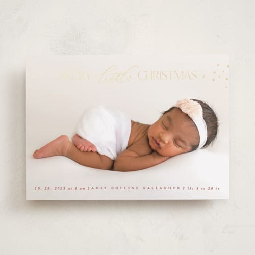 This is a berry babys first christmas with foil pressed by Maja Cunningham called merry little printing on recycled smooth signature in standard