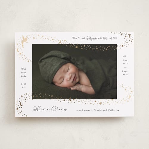 This is a snow babys first christmas with foil pressed by Hooray Creative called a little pixiedust printing on recycled smooth signature in standard