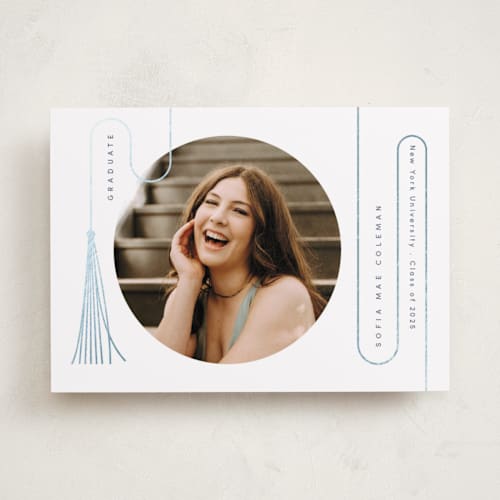 This is a snow graduation announcements with foil pressed by letterfix called tale of tassel printing on recycled smooth signature in standard