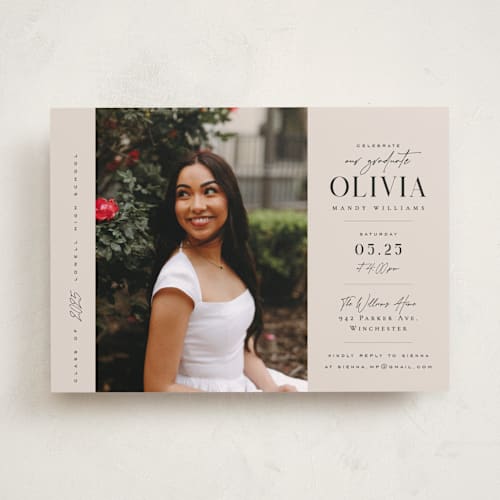 This is a petal graduation invitations with standard by Orasie called invitation with photo printing on recycled smooth signature in standard