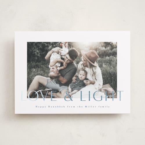 This is a ocean hanukkah cards with foil pressed by AK Graphics called with light printing on recycled smooth signature in standard