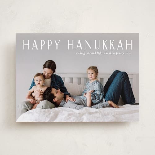 This is a snow hanukkah cards with standard by Liz Conley called sending love and light printing on recycled smooth signature in standard