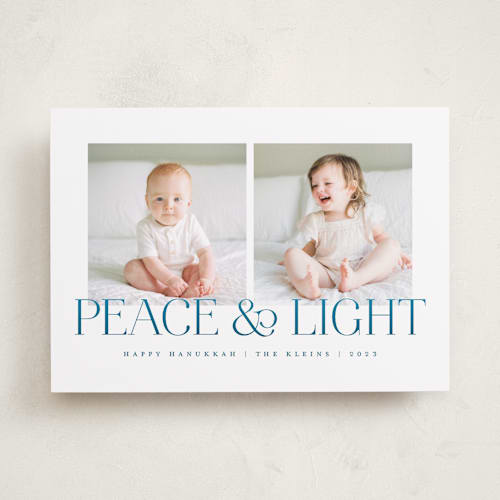 This is a blue jay hanukkah cards with standard by Snow and Ivy called soft light printing on recycled smooth signature in standard