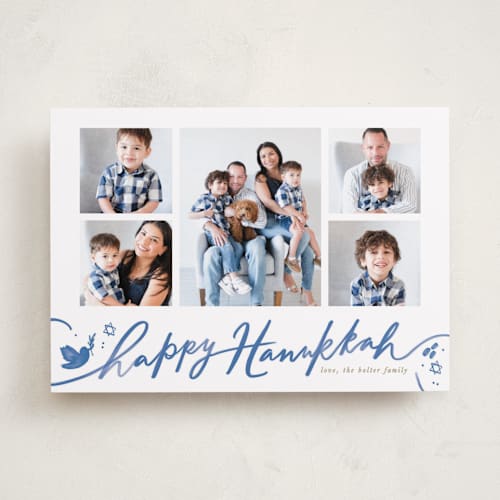 This is a winterfrost hanukkah cards with standard by Creo Study called playful hanukkah printing on recycled smooth signature in standard