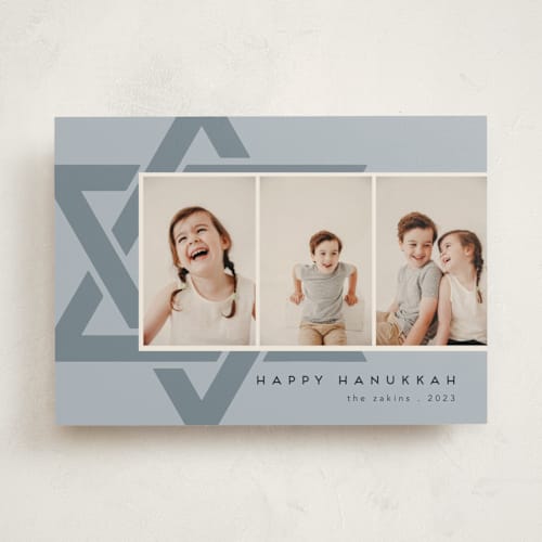 This is a cloud hanukkah cards with standard by Morgan Kendall called film strip printing on recycled smooth signature in standard