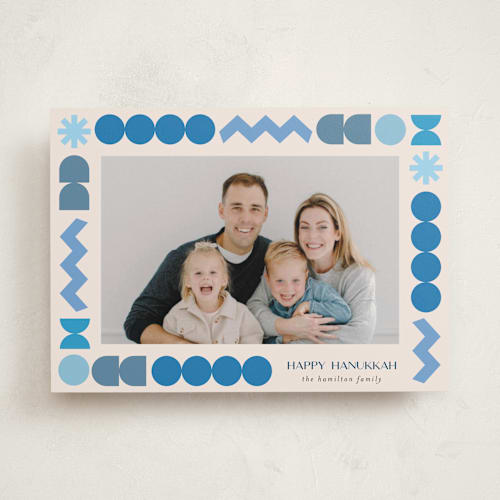 This is a cream hanukkah cards with standard by Iveta Angelova called geo frame printing on recycled smooth signature in standard