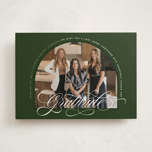 This is a spruce business holiday cards with standard by Owl and Toad called archway printing on recycled smooth signature in standard