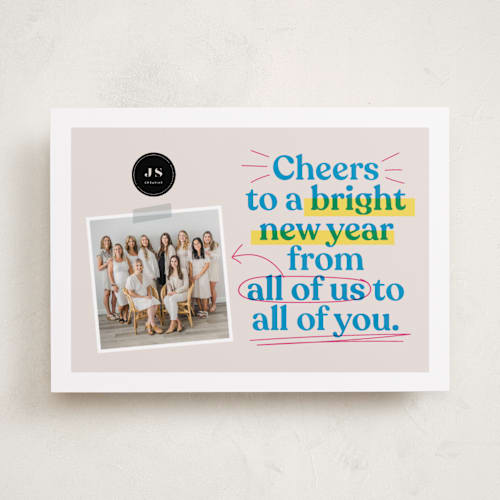 This is a winter sky business holiday cards with standard by Owl and Toad called highlighter printing on recycled smooth signature in standard