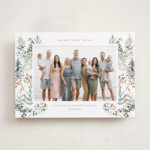 This is a moss foil pressed holiday cards with foil pressed by Petra Kern called heavenly forest printing on recycled smooth signature in standard