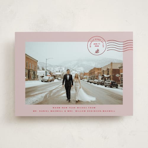 This is a gumdrop foil pressed holiday cards with foil pressed by Kate Ross called postcard printing on recycled smooth signature in standard