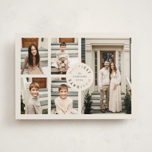 This is a buttercream foil pressed holiday cards with foil pressed by Iveta Angelova called rotonda printing on recycled smooth signature in standard