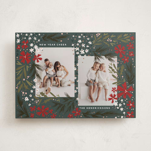 This is a pine foil pressed holiday cards with foil pressed by Hudson meet Rose called winter wonderland printing on recycled smooth signature in standard