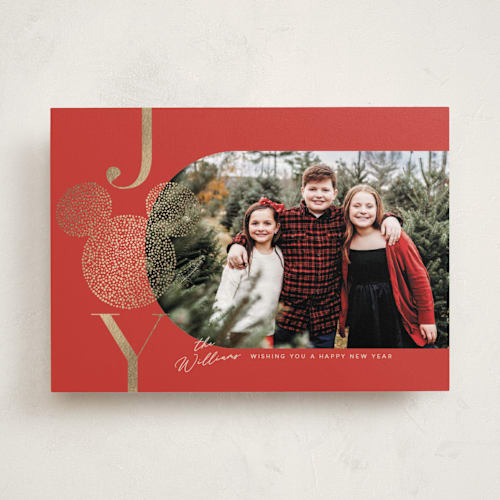 This is a stocking foil pressed holiday cards with foil pressed by Vera Lim called disney mickey sparkles printing on recycled smooth signature in standard
