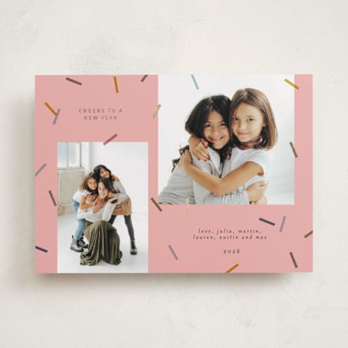 This is a bubblegum foil pressed holiday cards with foil pressed by Pati Cascino called sparks! printing on recycled smooth signature in standard