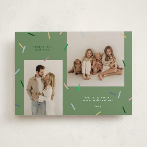 This is a pine foil pressed holiday cards with foil pressed by Pati Cascino called sparks! printing on recycled smooth signature in standard