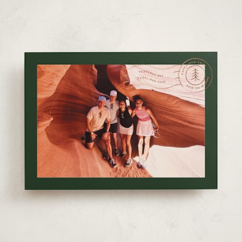 This is a forest foil pressed holiday cards with foil pressed by Amy Payne called vacation postcard printing on recycled smooth signature in standard