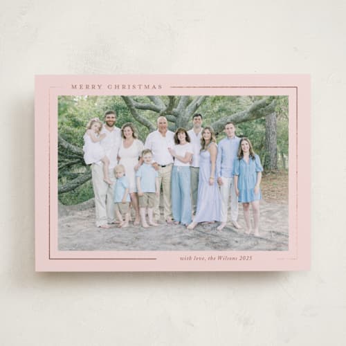 This is a blush foil pressed holiday cards with foil pressed by Yaling Hou Suzuki called minimalist magic printing on recycled smooth signature in standard